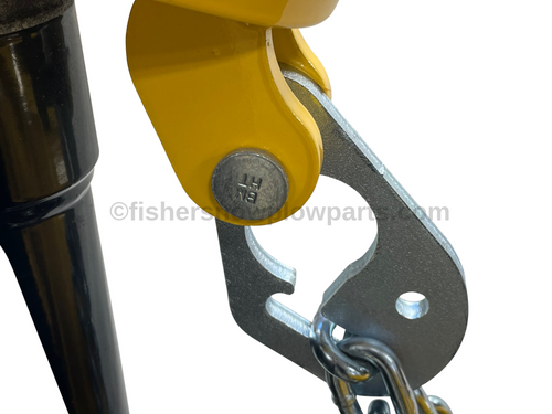 The Fisher Snowplows Factory Genuine Replacement Part - Hardened Clevis with Cotter, measuring 5/8 x 2-5/8, is essential for maintaining the functionality and reliability of your snowplow system. Designed specifically for Fisher Snowplows, this sturdy clevis pin plays a crucial role in connecting the link arm to the lift arm, ensuring that your plow operates smoothly and efficiently even in the most challenging winter conditions.