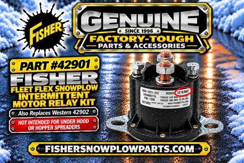 The 42901 Fisher Snowplows Factory Genuine Replacement Part - Motor Relay Kit Fleet Flex is essential for maintaining your snowplow's performance and reliability. Designed specifically for compatibility with the Western 42902 Fleet Flex series, this part ensures optimal functionality during the toughest winter conditions.

Crafted by Fisher, a leader in snow removal technology, this motor relay guarantees efficient operation, making it a crucial component for professionals and residential users alike.

Compatible with Western 42902 Fleet Flex series
Engineered for extreme conditions
Quality assured with Fisher branding
Easy installation for seamless integration

Keep your snowplow in peak condition with the reliable 42901 Motor Relay Kit.