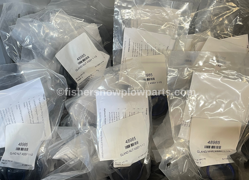 The 48985 -FISHER - WESTERN - SNOWEX SNOWPLOWS FACTORY GENUINE REPLACEMENT PART features a robust Low Friction Gland Nut with Seals Assembly, meticulously designed to enhance the performance and durability of your snowplow system. Measuring 1-1/2 inches, this essential component was formerly known as parts 56555 and 56556, ensuring compatibility across a range of applications. Specifically engineered for use with low friction pistons, it serves as an integral part of various snowplow kits including 56600K, 56603K, 44340, and 69670, optimizing the functionality of Western MVP 3 angle rams, MVP Plus lift and angle rams, as well as SnowEx HDV snowplow angle rams.

This gland nut assembly ensures smooth operation while effectively sealing out moisture and debris, which is critical during harsh winter conditions. Designed for use with extreme V angle and lift rams of varying sizes including 7 1/2', 8 1/2', and 9 1/2' XV2 angle rams, this replacement part promises reliability for your heavy-duty snow management tasks. The precision engineering that has gone into the 48985 guarantees seamless integration and a hassle-free installation experience.

For guidance on how to effectively remove and install the gland nut, instructional videos are accessible, providing step-by-step support as you maintain your snowplowing equipment. Investing in genuine replacement parts like this ensures an optimal performance of your snowplow, minimizing downtime and maximizing efficiency. Upgrade your snowplow setup with the 48985 gland nut assembly for reliable snow clearing and enhanced operational longevity.
