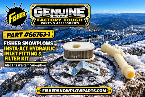 Elevate your snowplowing game with the 66763-1 Fisher-Western-SnowEx Straight snowplows Inlet Fitting & Filter Kit, a crucial factory genuine component for optimized winter performance.

Designed for various Fisher, Western, and SnowEx models, this kit ensures your snowplow operates flawlessly even in the harshest conditions, prolonging its life and enhancing efficiency.

Includes the essential 26781-4 filter to keep the hydraulic system clear of debris.
Features a durable 66519 reservoir O-ring for secure, leak-free functionality.
Built to withstand tough winter use, ensuring reliability and extended equipment life.
Easy installation, complete with visual aids for user-friendly setup.
Compatible with a range of older and newer plow models.

Invest in the 66763-1 kit and conquer winter’s toughest challenges with confidence!