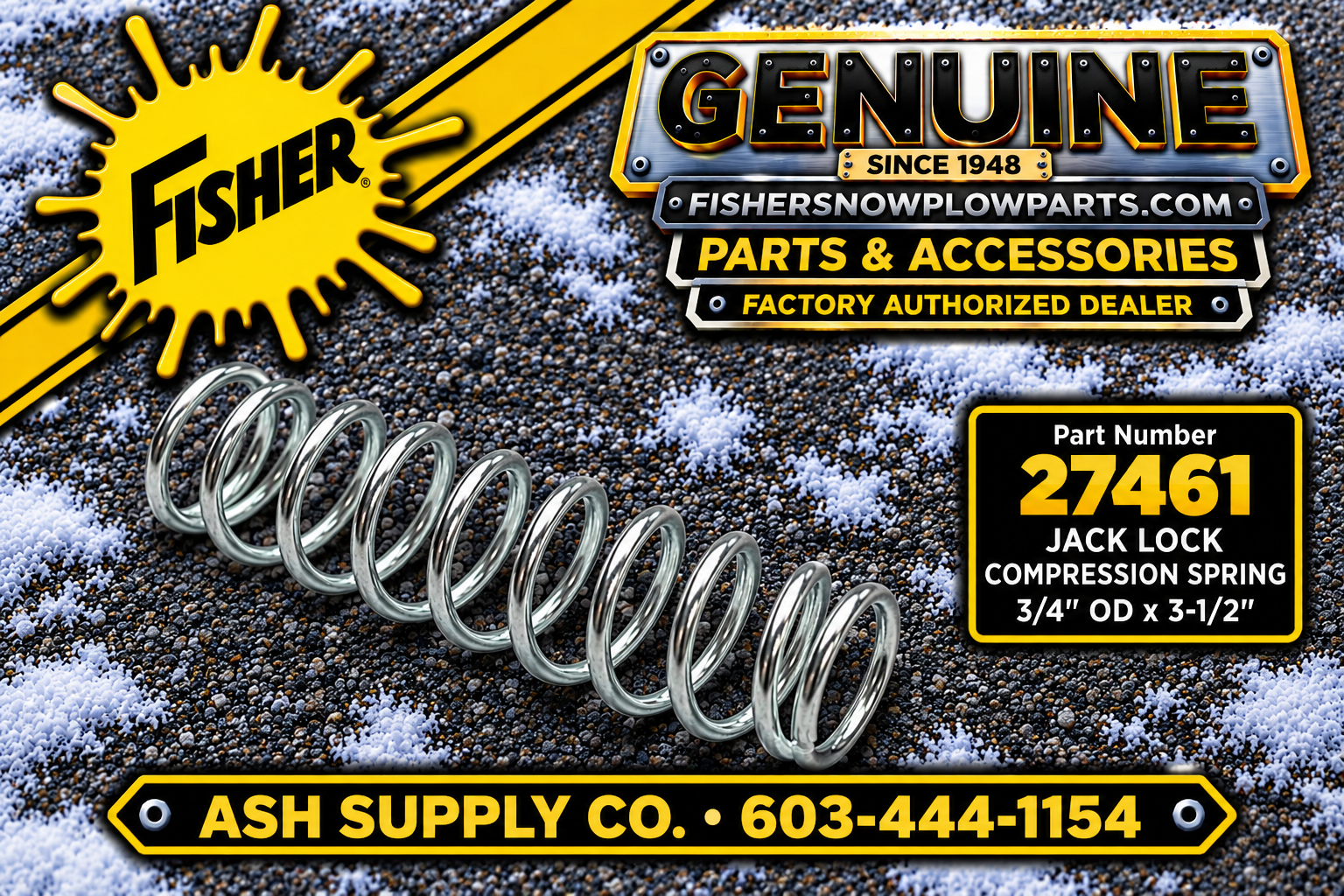 27461 Fisher Minute Mount 2 Snowplow Jack Lock Compression Spring