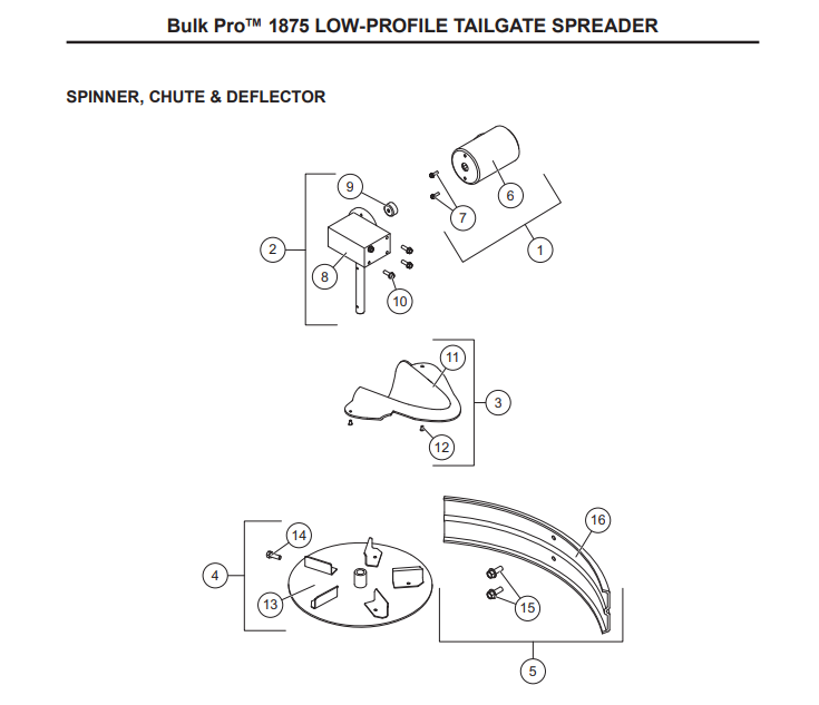 SNOWEX BULK PRO 1875 SPINNER ASSEMBLY REPLACEMENT PARTS SCROLL DOWN FOR PARTS LIST