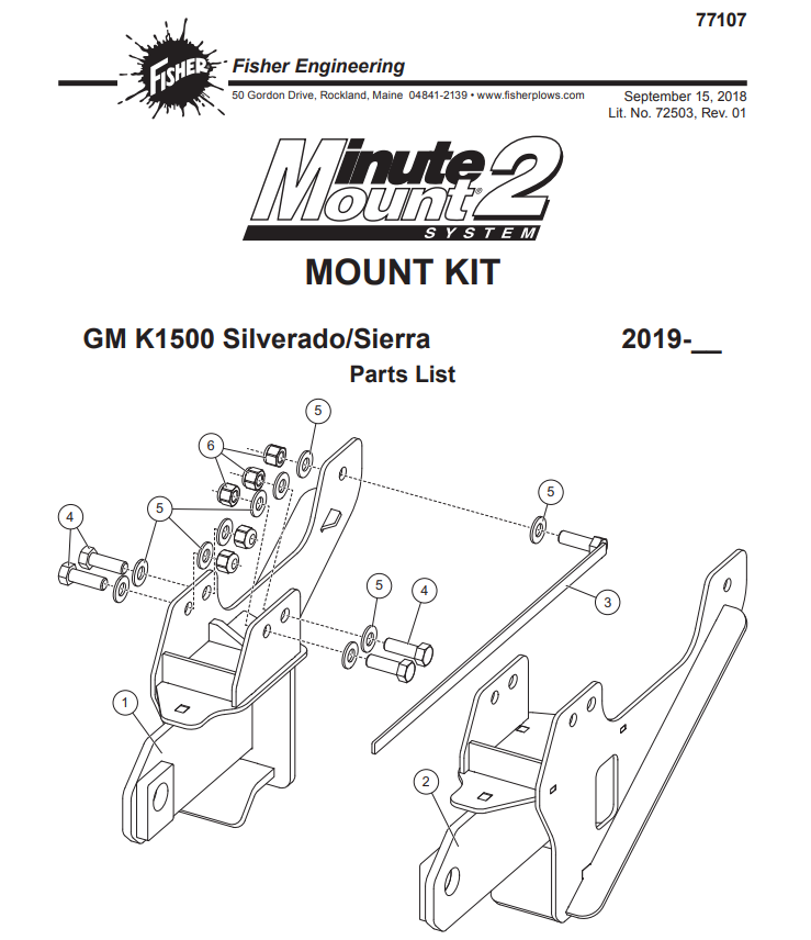 77110 2019+ Freightliner Plow Mount Fisher Minute Mount 2 MM2