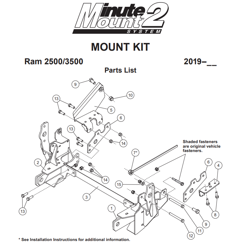 77110 2019+ Freightliner Plow Mount Fisher Minute Mount 2 MM2