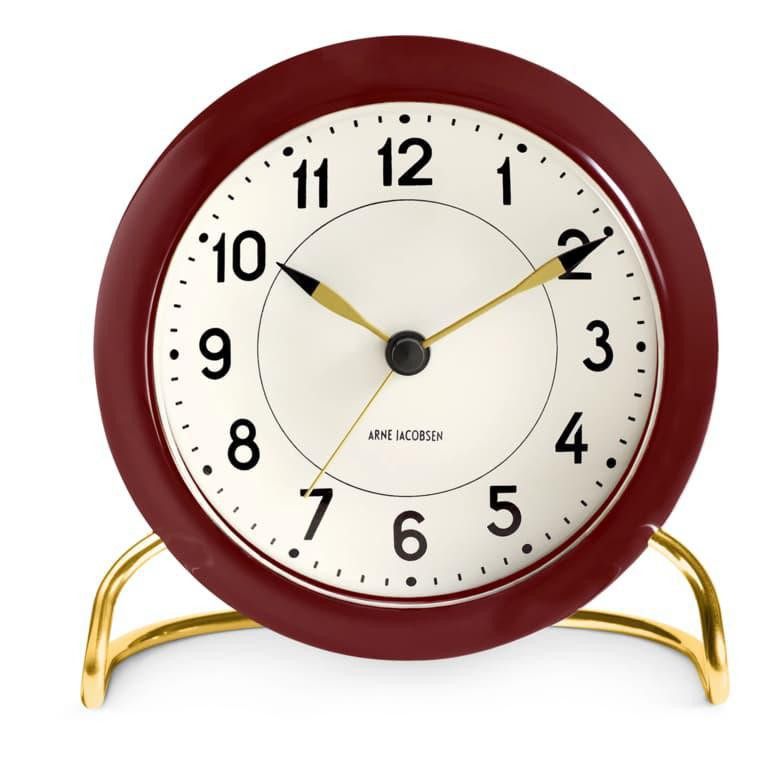 Arne Jacobsen Arne Jacobsen Station Alarm Clock, Burgundy/White