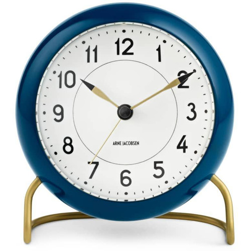 Arne Jacobsen Station Alarm Clock, Navy Blue/White