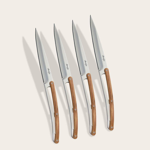 4 Steak Knives Prestige Serrated, Olive Wood