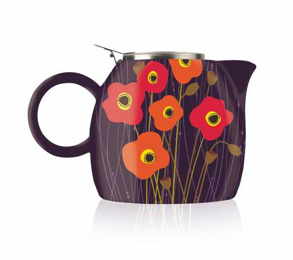 Tea Fortē Poppy Fields PUGG Ceramic Teapot & Infuser - 24 oz.