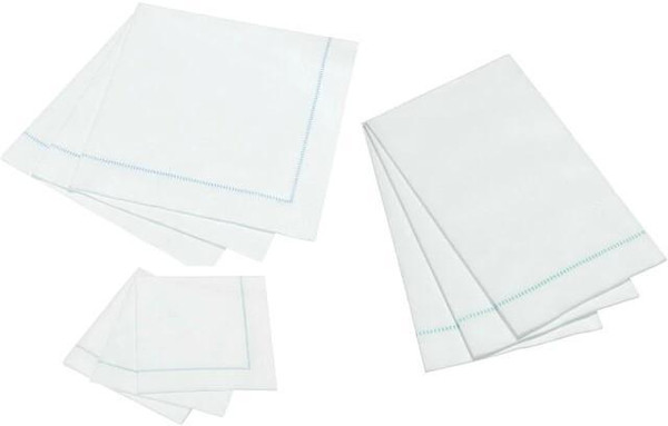 Hemstitch Napkins - Blue Stitch, 25pcs