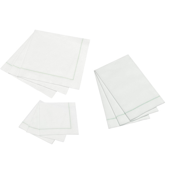 Hemstitch Napkins - Misty Green Stitch, 25pcs
