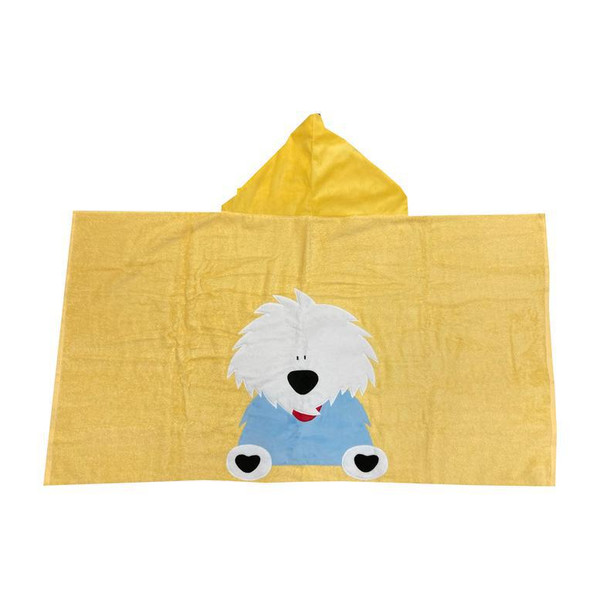 Hooded Towel - Puppy (Silky Dog) on Yellow Towel