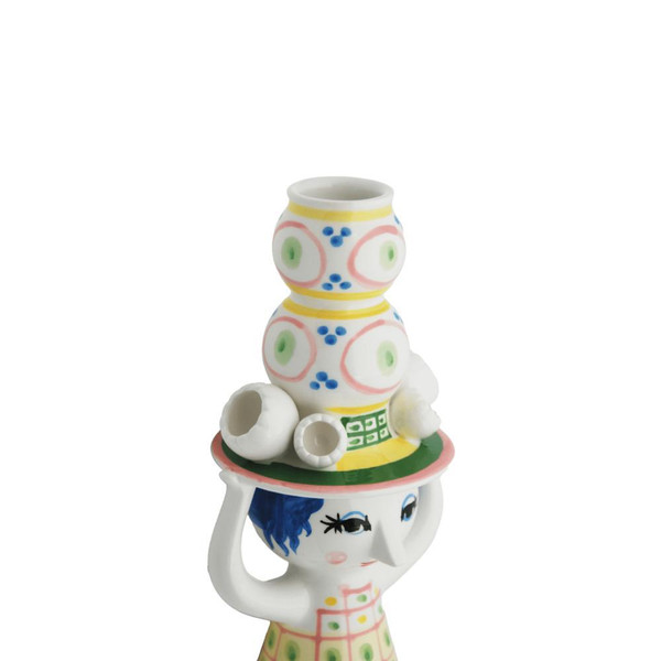 Lady With Hat Candle Holder H 6.3" Pink