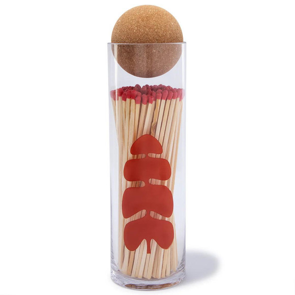 Natural Fireplace Match Jar, Monstera with Red-tipped Matches