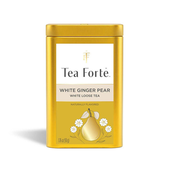 White Ginger Pear Organic Loose Leaf Tea Gold Canister LTC
