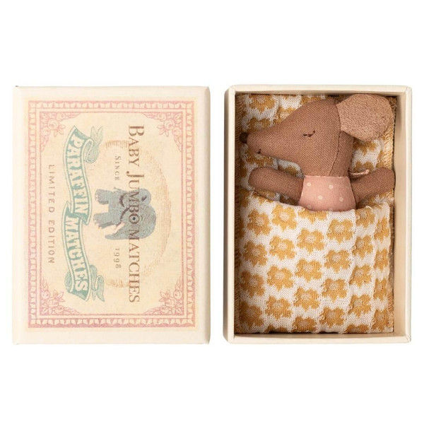Sleepy Wakey Baby Mouse in a Matchbox, Rose