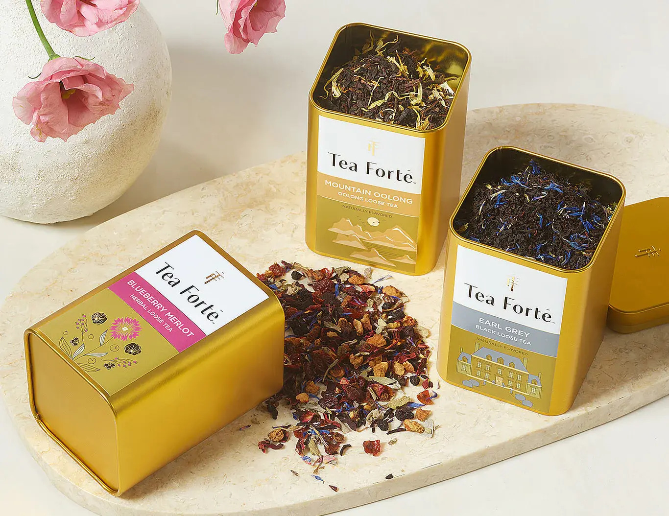 Tea Forte New Gold Loose Leaf Tea Canisters