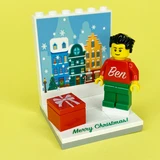 Christmas Display with personalised Minifigure 