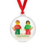 2 Minifigs in a Bauble with a Personalised Brick