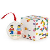 2 Minifigs in a Bauble with a Personalised Brick
