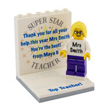 Custom thank you Teacher display with personalised Minifigure and FREE Keyring!