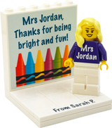 Custom thank you Teacher display with personalised Minifigure and FREE Keyring!