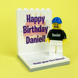 Birthday Display with personalised Minifigure 