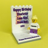 Birthday Display with personalised Minifigure 