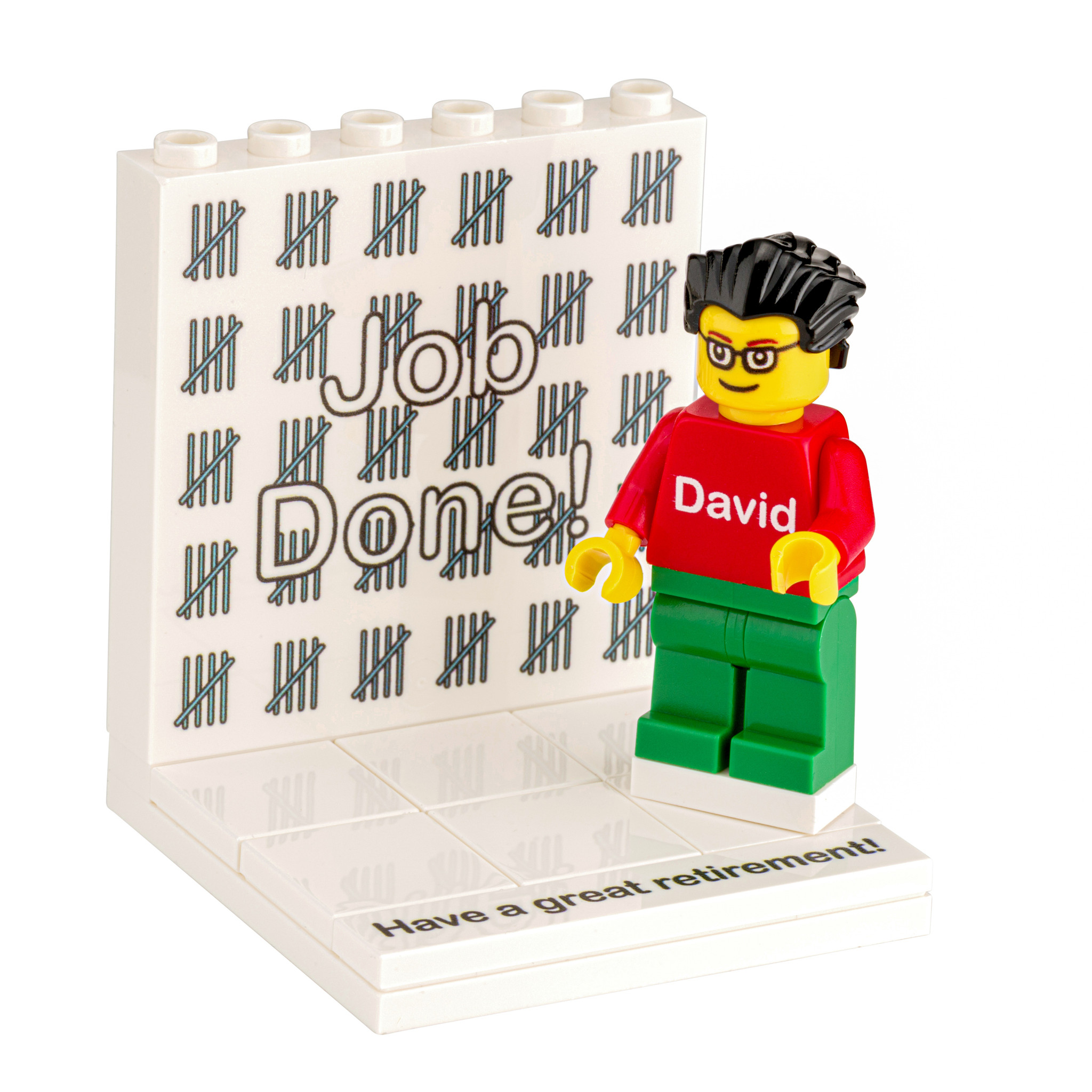 Retirement Display with Personalised Minifig - FabBricks