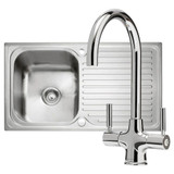 Caple, PK/SA100, Sabre 100 Single Bowl Kitchen Sink and Tap in Stainless Steel Main Image