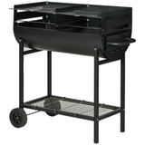 Outsunny Steel 2-Grill Charcoal BBQ with Wheels in Black