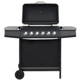 vidaXL Gas BBQ Grill with 6 Cooking Zones in Black