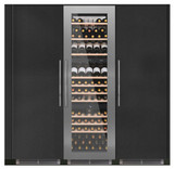 Caple WC1792 Wine Cabinet refrigerator with large collection of wine bottles on shelves, showcasing 