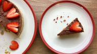 No Bake, Dairy Free Chocolate Strawberry Cheesecake.