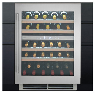 Caple WI6150 60cm Wine Cooler with glass door showing various wine bottles stored within