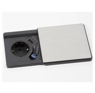 EVOline, SQUARE80, Socket UK in Stainless Steel