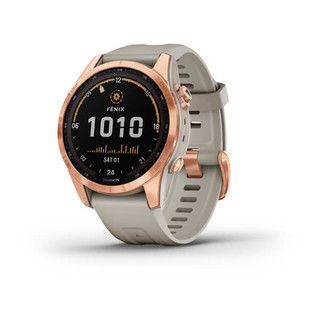 Garmin, fenix 7S Solar, 42mm Smart Watch in Rose Gold with Light Sand Band Main Image