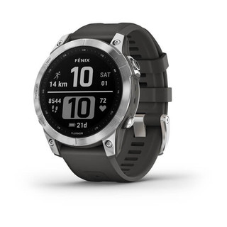 Garmin, fenix 7, 47mm Smart Watch in Silver with Graphite Band Main Image