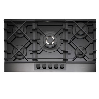 Caple, C889G, 5 Burner Black Glass Gas Hob in Gunmetal Main Image