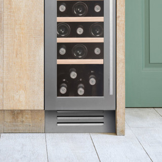 Caple GRILL/CLASS301 30cm Plinth Grille installed below a wine cooler for seemless integration