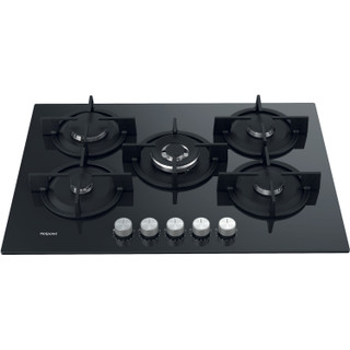 Hotpoint HGS72SBK 73cm 5 Burner Gas on Glass Hob - Black Main Image