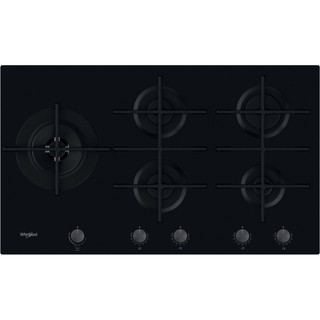 Whirlpool GOWL958/NB 86cm 5 Burner Gas On Glass Hob - Black Main Image