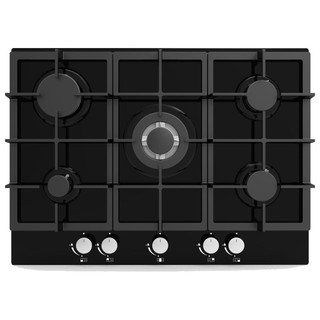 iivela IVUBGOG70BK 70cm Gas On Glass Hob - Black Glass 9011 Main Image