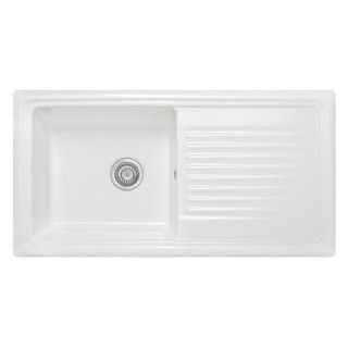 iivela REVINE100 Inset 1.0 Bowl Ceramic Sink - White 7052 Main Image