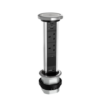 Sensio SE893920 SensioPod M Motorised Socket With QI Charger & Bluetooth Aluminium - Aluminium Main 