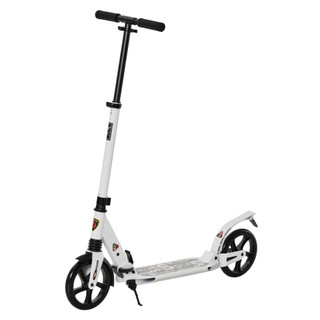 Homcom Kick Scooter Folding 2 Big Wheels Adjustable  Adult Teens For 14+ White