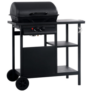 vidaXL Gas BBQ Grill with 3-layer Side Table in Black