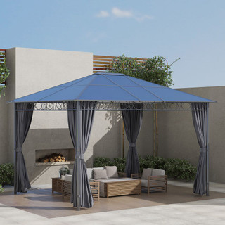 Outsunny 3.6 x 3m Hardtop Gazebo with Polycarbonate Curtains