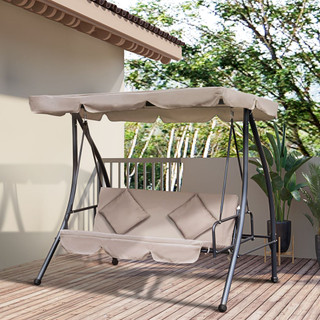 Outsunny 2-in-1 3 Seater Patio Swing Chair Bed Lounger with Canopy