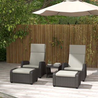 Outsunny 5 Piece 2 Seater Rattan Garden Lounge Set with Table in Brown