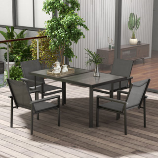 Outsunny 7 Piece Garden Dining Set Outdoor Table and 6 Chairs in Grey